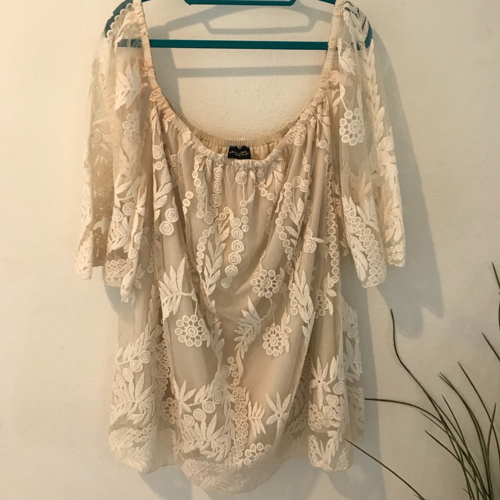 Off the Shoulder Lace Mini Dress